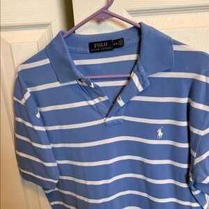 Ralph Lauren Blue and White Striped Polo Shirt